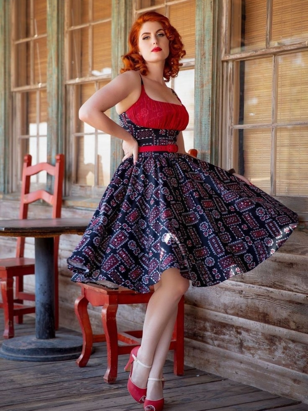 Pinup Couture Bandana Print Swing Dress